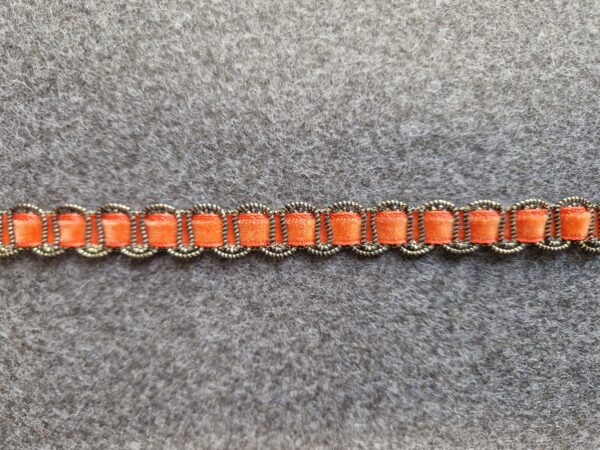Exklusiva band Sammet/Orange/Guld 15 mm